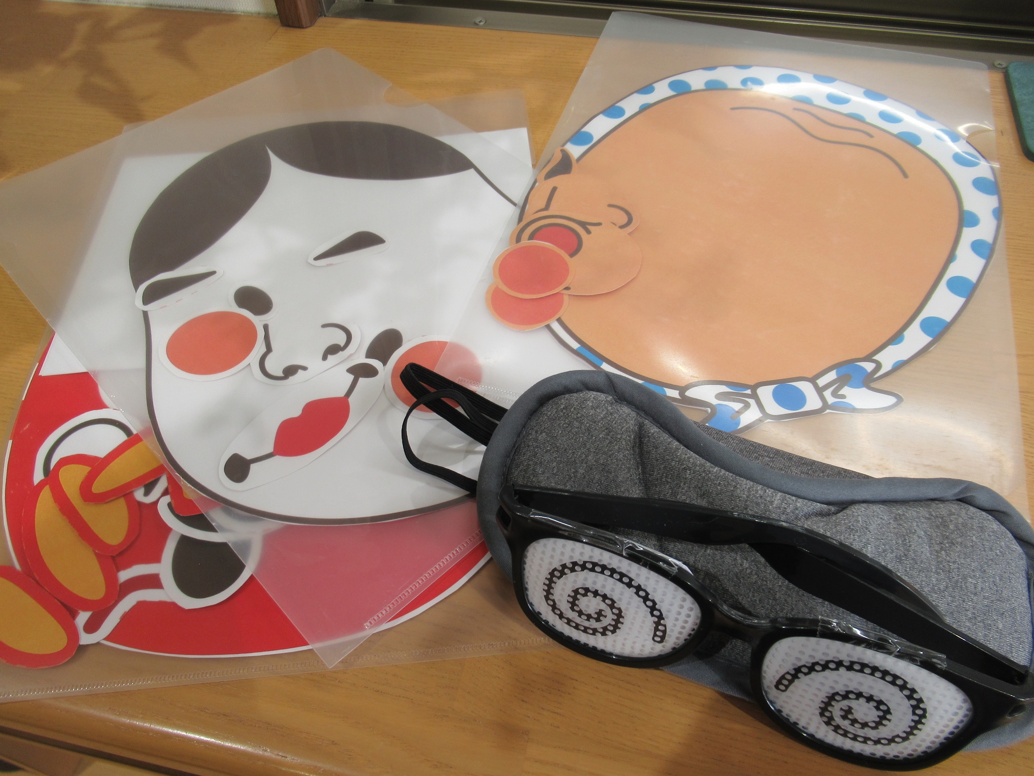 今回は3つ(おかめ、ひょっとこ、だるま)