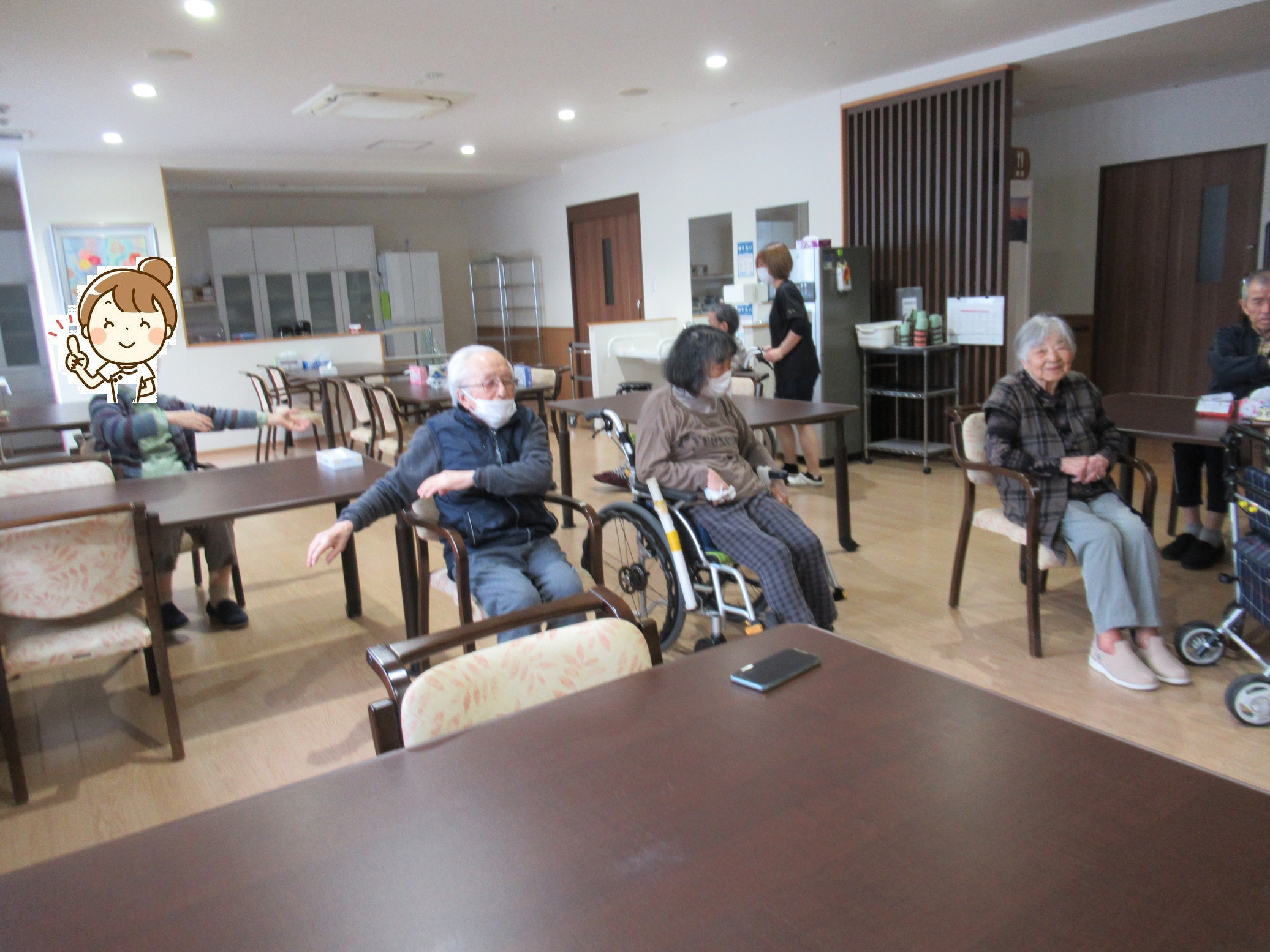 テレビ画面に映して体操